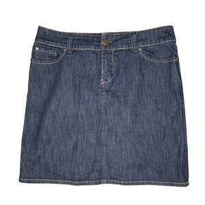 New York & Company Skirt 10 Dark Wash Indigo Denim Stretch 5 Pocket Straight